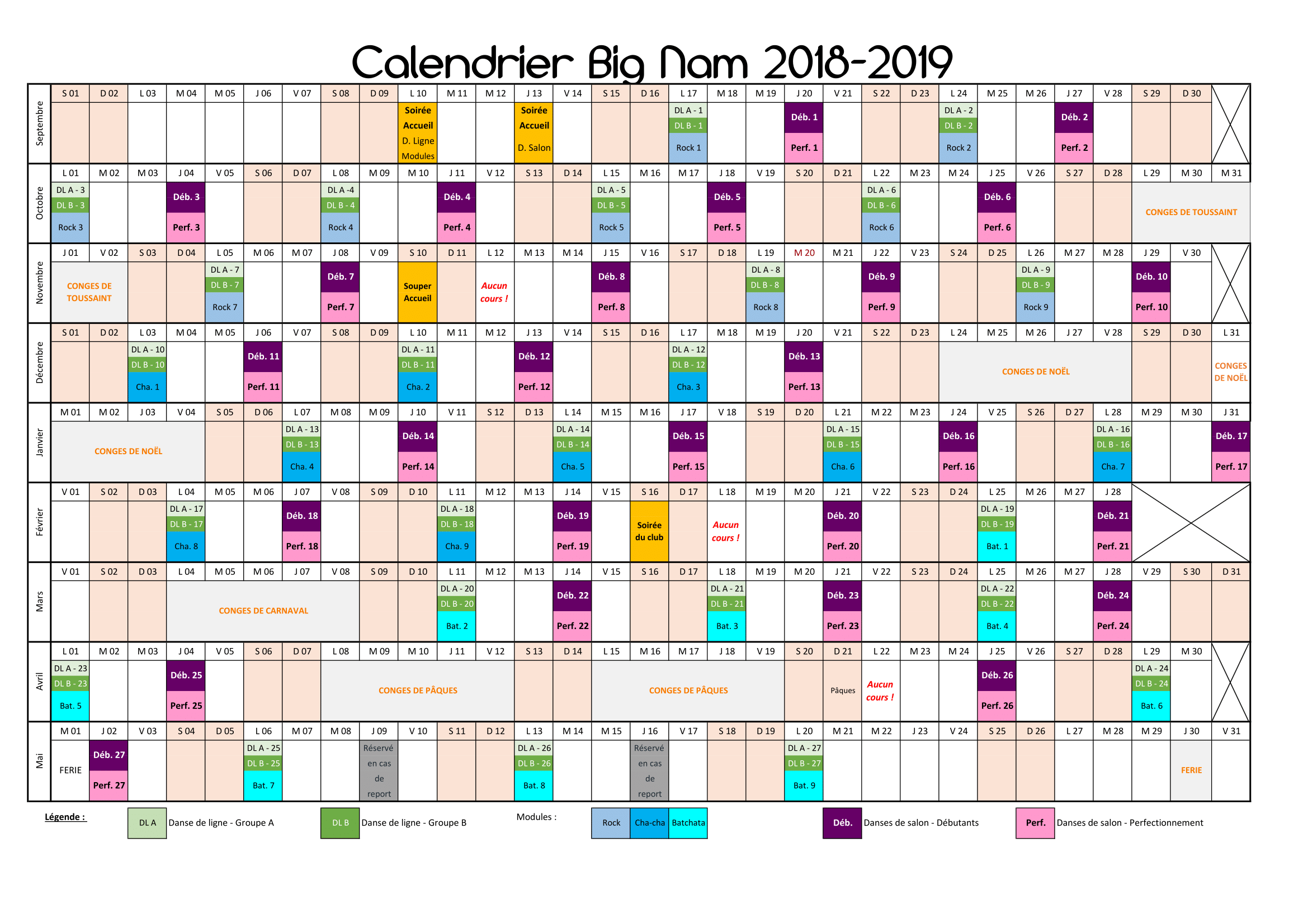 Calendrier 2018 2019 1